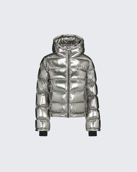 Metallic Polar Flare Jacket | Perfect Moment Ski Jackets For Women, Ski Wear For Women, Summer Collection Men, Ski Clothes, Luxury Ski, Perfect Denim, Ski Season, Ski Fashion, Skiing Outfit