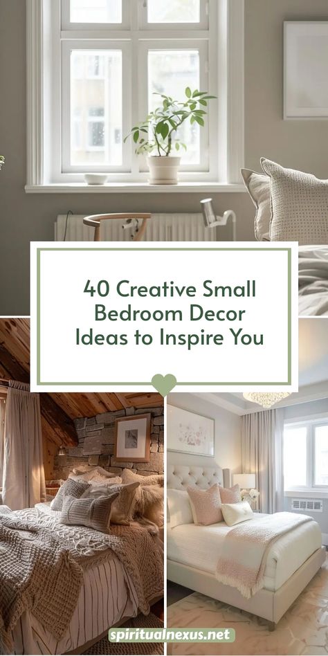 Have you ever wondered how to make a small bedroom feel spacious and stylish? I felt something was missing in my own small bedroom until I discovered these clever decor ideas. Let’s explore 40 different types of small bedroom decor that can transform your compact space into a cozy retreat. Minimalist Marvel Embrace a minimalist Small Odd Shaped Bedroom, Small Master Bedrooms Decor Ideas, Boho Natural Bedroom, How To Decorate A Small Bedroom, Natural Bedroom Decor Earth Tones, Decorate Small Bedroom, Bedroom Decor Earth Tones, Cozy Primary Bedroom, Bedroom Cozy Decor