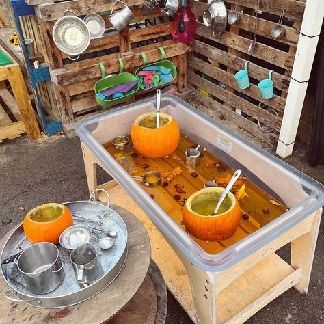 🍂🥣Autumn Soup🥣🍂 I’ve enhanced the water tray with lots of autumnal objects this week for the children to make some autumn soup . I added… | Instagram Autumn Water Play Ideas, Autumn Sand Tray Ideas Eyfs, Early Years Sensory Play, Autumn Sand Tray Ideas, Early Years Harvest Activities, Reception Water Tray Ideas, Mud Kitchen Ideas Eyfs, Pumpkin Messy Play, Eyfs Pumpkin Ideas