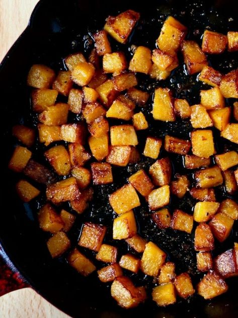 Pan Fried Butternut Squash, Sautéed Butternut Squash, Butternut Squash Stir Fry Recipes, Crispy Butternut Squash, Butternut Squash Seasoning, Butternut Squash Stir Fry, Sauteed Butternut Squash Recipes, Butternut Squash Brown Sugar, Seasoning For Butternut Squash