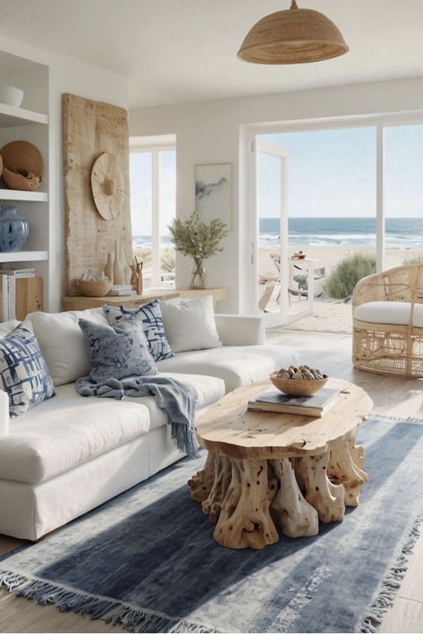 Modern Beach Home Decor, Lake House Aesthetic Interior, Surfer Living Room, Beachy Apartment, Coastal Styling, Beachy Farmhouse, Vintage Apartment Decor, Beach House Aesthetic, Country Designs