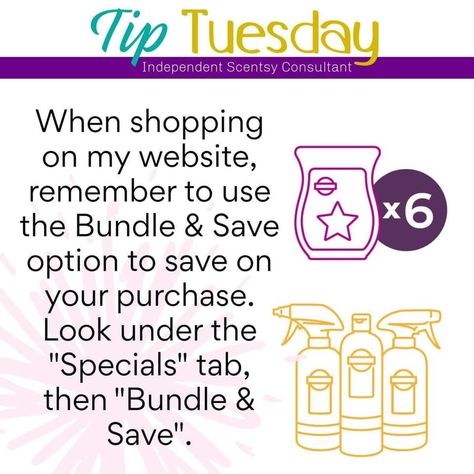 Scentsy Bundle And Save 2024, Tuesday Scentsy, Scentsy Tip Tuesday, Scentsy Hacks, Scentsy Party Posts, Scentsy Display, Scentsy Sample Ideas, Scentsy Party Games, Scentsy 2024