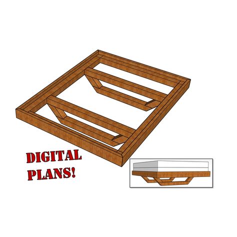 These digital plans will help you make a 'floating' bed frame.  It includes material and cut lists for a king, queen, AND full-sized bed.  You can also add LEDs underneath for added ambiance.  Happy building! Minimal Bed Frame, Diy Bed Frame Plans, Floating Bed Diy, King Size Bed Frame Diy, Floating Platform Bed, Pallet Bed Frame, Bed Frame Plans, Floating Bed Frame, Diy Platform Bed