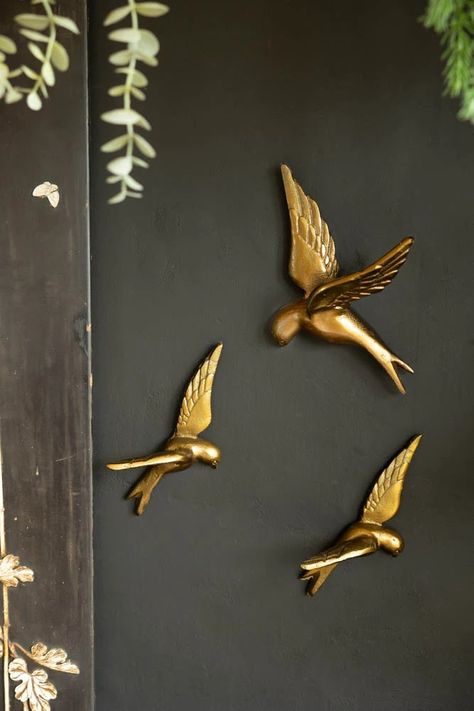 Brass Wall Art, Gold Metal Wall Art, Gold Birds, Metal Bird Wall Art, Classic Wall Art, Art Deco Living Room, Gold Ornament, Rockett St George, Traditional Wall Art