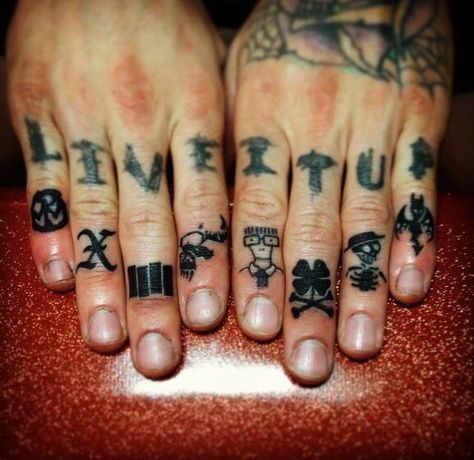 Punk rock band finger tattoos by Andrea Revenant Finger Tattoos Music, Small Punk Tattoos, Punk Tattoo Ideas, Punk Rock Tattoos, Pinterest Tattoo Ideas, Finger Tattoo Ideas, Punk Tattoos, Emo Tattoos, Punk Tattoo