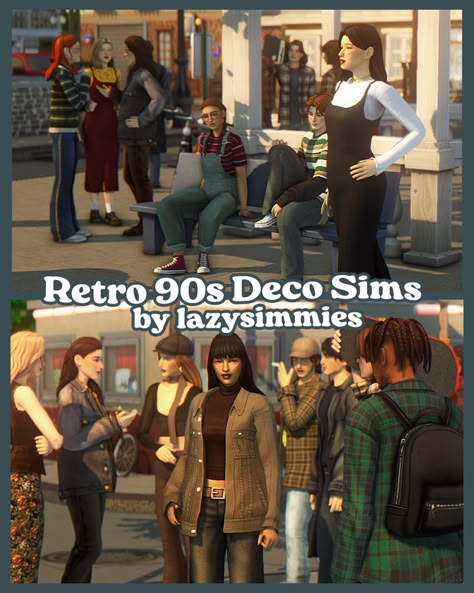 retro 90s deco sims 📼 | Patreon Decosims Sims 4, Deco Sims, Sims Patreon, Nostalgia Clothing, Ts4 Poses, Sims 4 Decades Challenge, Sims 4 Patreon, Sims 4 Body Mods, Sims 4 Teen