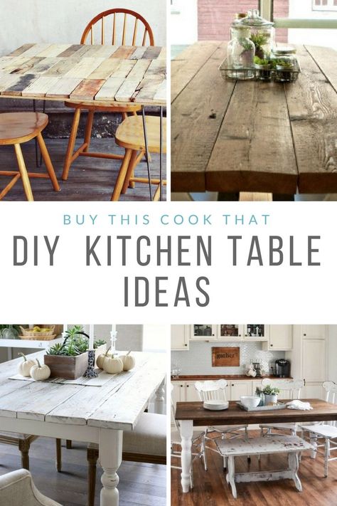 Confession: I have never purchased a new kitchen table. I've always had hand me downs. Now I'm ready to make our own. Here are my fave DIY Kitchen Table Ideas. #DIYKitchenTable #KitchenTable #farmhousetable Diy Kitchen Table Top, Kitchen Table Top Ideas, Table Top Ideas, Kitchen Table Ideas, Kitchen Table Top, Old Kitchen Tables, Diy Kitchen Table, Kitchen Table Makeover, Small Kitchen Tables