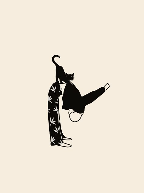 https://www.etsy.com/listing/1575596283/morning-cat-stretch-print-line-art-print?click_key=547e3b7b7d2388d5a14a2317f93693aa3d5e9b5c%3A1575596283&click_sum=6dedc4b9&ref=shop_home_active_2 Dancing Cat Art, Yoga Cat Illustration, Cat Stretching Tattoo, Illustration Chat, Black Cat Design, Cat Stretching, Morning Cat, Cat Yoga, Art Socks