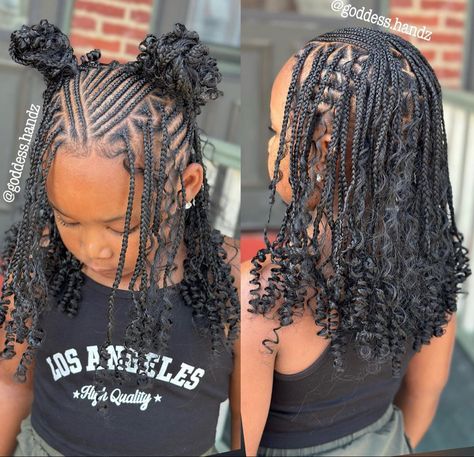 Cute Christmas Hairstyles For Kids Black, Christmas Hairstyles For Black Kids, Christmas Braids Hairstyles Black, Braided Hairstyles For Black Teens, Christmas Hairstyles For Kids Black, Kids Fulani Braids, Kids Braided Hairstyles With Beads, Cute Hairstyles For Black Kids, Flip Over Fulani Braids