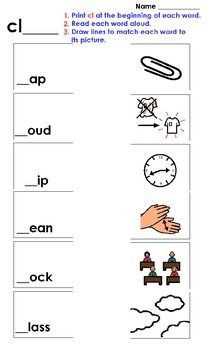 Cl Blend Matching Worksheet by Julie T | Teachers Pay Teachers Cl Words Worksheet, Cl Blends Worksheet, Consonants Blends, Blends Worksheets, Literacy Centers Kindergarten, Phonics Programs, Matching Worksheets, Romantic Videos, Kids Math