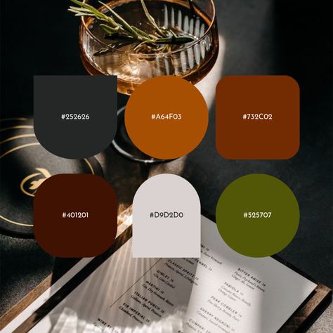 Dark | Elegant | Autumn Colors Dark Elegant Color Palette, Elegant Color Palette, Dark Color Palette, Dark Theme, Themed Desserts, Elegant Color, Theme Color, Web Designs, Autumn Colors