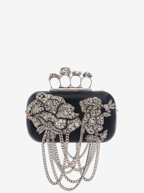 Knuckle Clutch in Black | Alexander McQueen CA Knuckle Tattoo Fonts, Tattoo Fonts Numbers, Fonts Numbers, Tattoos Zodiac, Knuckle Tattoo, Writing Tattoo, Black Alexander Mcqueen, Knuckle Tattoos, Leather Peplum