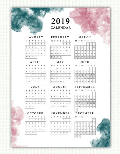 2019 Calendar now available! Inspiring scriptures for each month. Year at a glance included! Diy Agenda, Weekly Planner Free, Calendar Journal, Year At A Glance, Graphic Design Cards, Free To Use Images, Christian Scripture, Christian Printables, 2019 Calendar