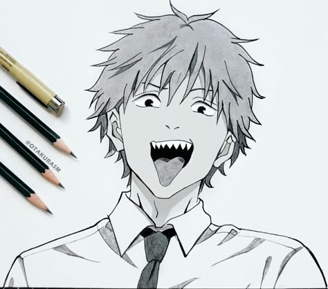 Denji Pencil Sketch, Denji Drawing Easy, Chainsawman Drawing Pencil, Manly Drawings, Denji Drawing Sketch, Anime Man Drawing Sketch, Drawing Anime For Beginners, Denji Sketch, Chainsaw Man Manga Art