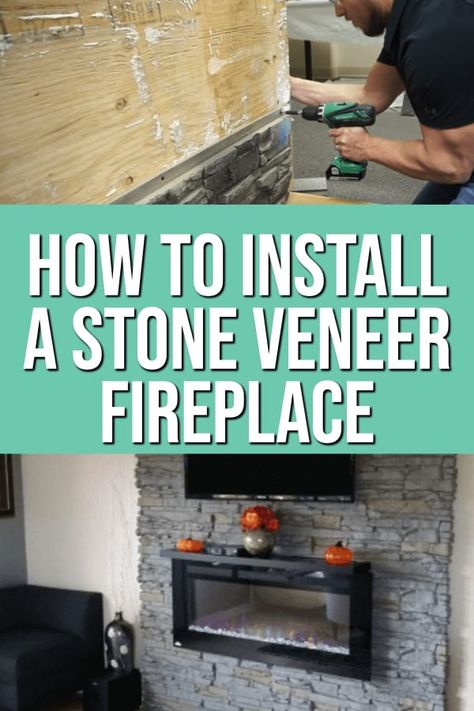 Here are 10 easy steps for how to install a stone veneer fireplace. This is a great way to add value to your home's appearance and give a room new life. How To Install Stone Veneer Fireplace, Stone Veneer Backsplash, Ledger Stone Fireplace, Veneer Fireplace, Fireplace Makeovers, Stone Veneer Fireplace, Ledger Stone, Fireplace Facing, Brick Fireplace Makeover