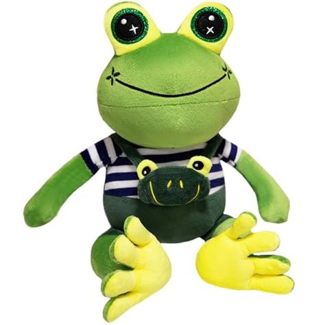 ELAINREN Stuffed Kawaii Frog Wearing Overalls, Cute Realistic Frog Plush Toy Cartoon Cuddle Frog Plushie Anime Frog Doll Gifts/15.7'' Anime Frog, Overalls Cute, Wearing Overalls, Frog Plushie, Frog Doll, Frog Plush, Green Frog, Halloween Sale, Doll Gift