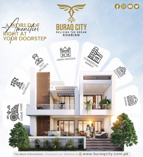 Experience Elevated Living at #BuraqCity! 🏡 📌 Amenities & Features: ▪️ Jamia Mosque ▪️ Theme Park ▪️ 24/7 Electricity ▪️ 24/7 Security ▪️ International Education ▪️ Sports Complex ▪️ Commercial Market ▪️ Best Healthcare 👉 Book your plot now! 🏡 📞 +92 311 1128727 Real Estate Commercial Ads, Amenities Creative Ads, Real Estate Amenities Creative Ads, Property Poster, Real Estate Poster, Inmobiliaria Ideas, Diy Office Decor, Real Estate Advertising, Real Estate Marketing Design