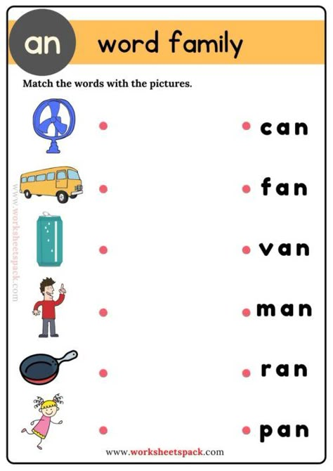 An Words, An Word Family, Word Families Free, Word Families Printables, 1st Grade Reading Worksheets, Two Letter Words, Family Worksheets, Words Worksheet, Cvc Words Worksheets