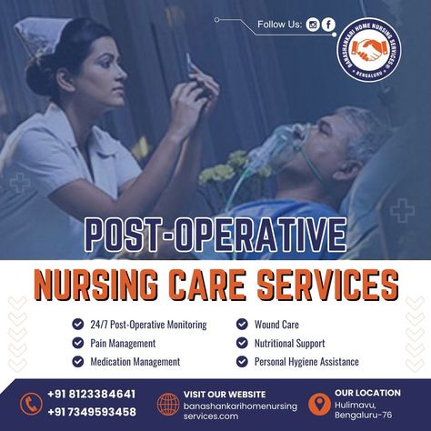 Recover Faster, Heal Better with Our Expert Post-Operative Nursing Care! Your journey to recovery deserves the best care, and we’re here to provide it! Our specialized post-operative nursing care services are designed to support you every step of the way. Whether it's after a major surgery or a minor procedure, our compassionate and highly skilled nurses are dedicated to ensuring your comfort, safety, and speedy recovery at home. Services We Offer: - 24/7 Post-Operative Monitoring: Continuou... Speedy Recovery, Nursing Care, A Minor, Surgery, Nursing, The Way, At Home, Healing, Quick Saves