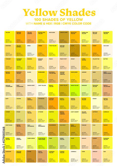 Yellow Tone Color, Shade Background, Name Illustration, Color Names Chart, Shades Of Yellow Color, Swatches Color, Yellow Color Palette, Yellow Pantone, Pantone Color Chart