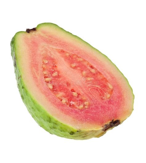 Cross section of a pink guava. Isolated on white background #Sponsored , #paid, #Ad, #section, #white, #background, #pink Guava Smoothie, Best Fruits To Eat, Weird Fruit, Guava Jam, Guava Tree, Fruit Bearing Trees, Guava Fruit, Pink Guava, Live Tree