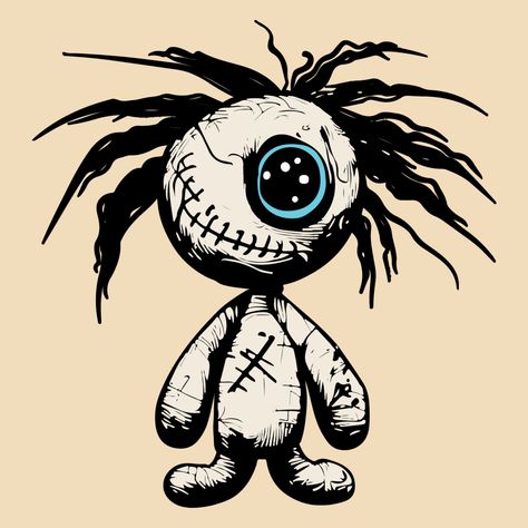 Voodoo Doll with Button Eye on Threadless Ghost Face Paint, Easy Tattoos To Draw, Arm Tattoos For Guys Forearm, Hair Blending, Dreadlock Hair, Hourglass Tattoo, Crystal Drawing, Halloween Rocks, Halloween Tattoo