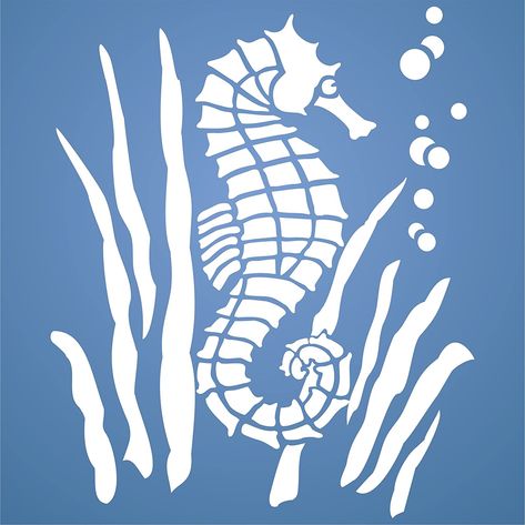 Amazon.com : Seahorse Stencil (size 6"w x 6.5"h) Reusable Sea Ocean Nautical Seashore Reef Stencils for Painting - Use on Paper Projects Walls Floors Fabric Furniture Glass Wood etc. : Office Products Seahorse Drawings, Seahorse Stencil, Beach Stencils, Nautical Stencils, Abstract Art Projects, Cool Stencils, Stencils Tutorials, Seahorse Art, Nautical Crafts