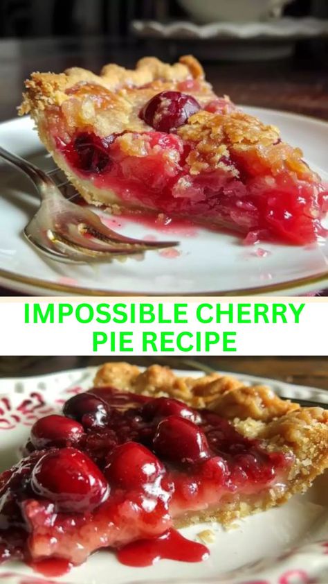 Delight in the magic of Impossible Cherry Pie. A simple yet mesmerizing dessert that defies expectations with its effortless preparation and heavenly taste. Impossible Cherry Pie, Bisquick Impossible Pie Recipes, Impossible Pie Recipes, Bisquick Impossible Quiche Recipe, Bisquick Inspired Recipes, Impossible Coconut Pie, Impossible Pies, Homemade Bisquick, Impossible Pie