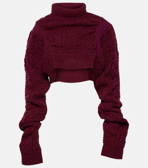 Cable-knit wool sweater in purple - Noir Kei Ninomiya | Mytheresa Noir Kei Ninomiya, Kei Ninomiya, Alexander Mcqueen Clothing, Spring Knits, Color Name, Looks Style, Lookbook Outfits, Scarf Hairstyles, Wool Sweater