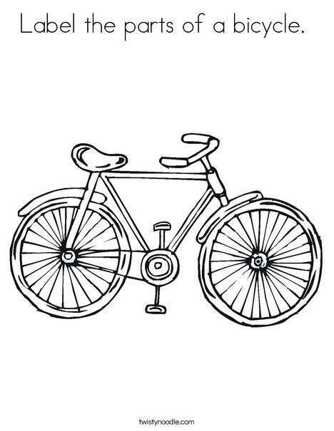 Label the parts of a bicycle Coloring Page - Twisty Noodle Bicycle Colouring Pages, Bicycle Template Free Printable, Bicycle Coloring Pages, Bicycle Birthday Parties, Bicycle Party, Bicycle Pictures, Bike Birthday, Train Coloring Pages, Twisty Noodle