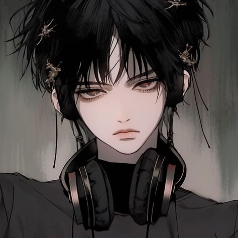 Anime boy, anime boy icon, Aesthetic icon, Aesthetic boy icon, 8k, 4k, high quality icon, gothic girl icon, 90s anime, retro anime Goth Anime Characters, Goth Anime, Cute Emotes, Anime Goth, Anime Artist, Arte Grunge, Profil Anime, Anime Pfps, Gothic Anime