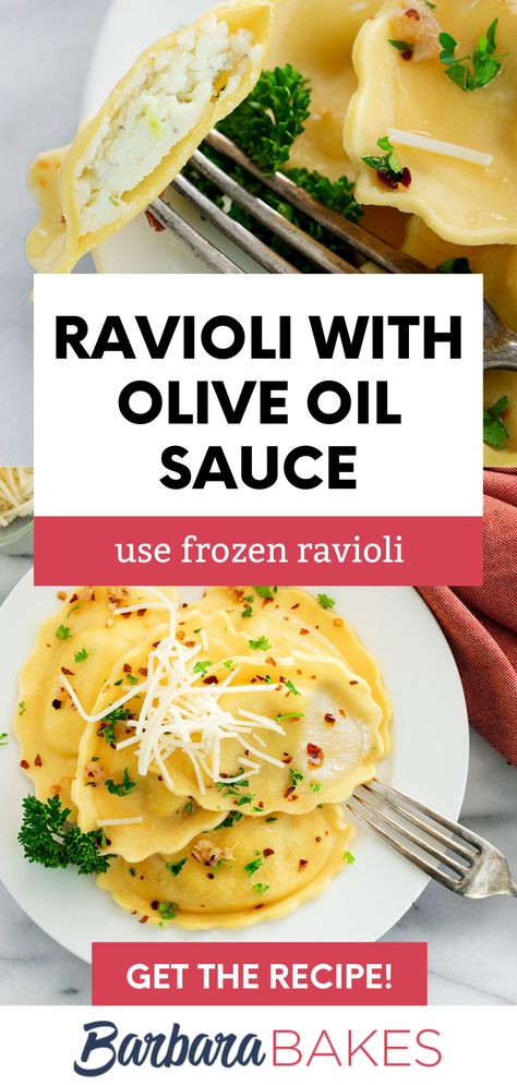 Easy Pasta Sauce For Ravioli, Ravioli With Olive Oil And Garlic, Tortellini Olive Oil Sauce, Ravioli Without Red Sauce, Quick Ravioli Sauce, Olive Oil Ravioli Sauce, Sauce Recipes For Ravioli, Simple Sauce For Ravioli, Tortellini Recipes Olive Oil