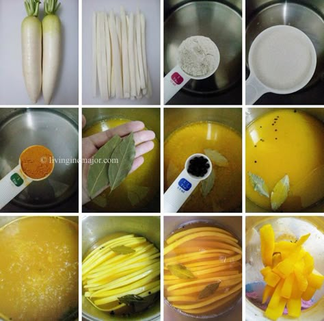 How to make Korean Sweet Yellow Radish Pickle (Danmuji) Danmuji Pickled Radishes, Pickled Diakon Radish, Diakon Radish, Yellow Radish, Radish Pickle, Trim Ends, Koreansk Mad, Radish Recipe, Pickled Radish