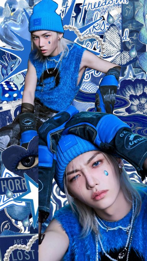 repost because of a glitch #felix #straykids #skz #blue #wallpaper #펠릭스 #lockscreen #homescreen #ateskz #atecomeback Skz Blue Wallpaper, Roblox Funny Videos, Straykids Wallpaper, Kpop Backgrounds, Kpop Iphone Wallpaper, Kids Part, Prince Felix, Bad Girl Wallpaper, Pop Posters