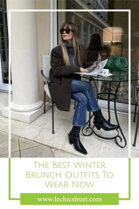 The Best Winter Brunch Outfits To Wear Now. Looking for casual winter outfit ideas for winter brunch outfit? Plenty of cute brunch outfit for brunch outfit. Lots of cute brunch outfits winter or brunch outfit cold weather. Lots of simple casual winter fashion with lots of jeans fashion for the perfect brunch outfit. #casualwinterfashion #cutebrunchoutfit #brunchoutfitcoldweather #brunchoutfitwinter Winter Brunch Date Outfit, Winter Bottomless Brunch Outfit, Lunch Outfit Ideas Winter Casual, Casual Winter Lunch Outfit, Cute Lunch Date Outfits, Casual Brunch Outfit Winter Simple, Lunch Outfits Winter, Casual Lunch Outfit Winter, Brunch Date Outfit Winter