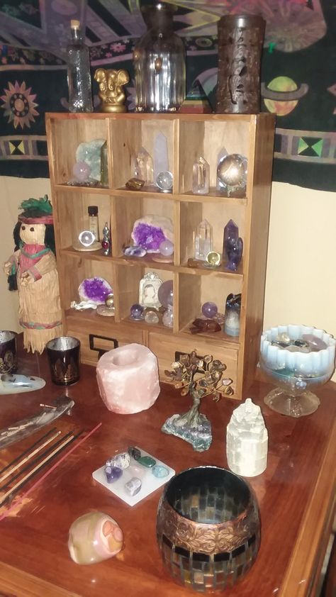 Crystal and Gemstone display by Sherry Ann Gemstone Display, Crystals And Gemstones, Zen, Gemstones, Crystals, Furniture, Quick Saves, Home Decor, Home Décor