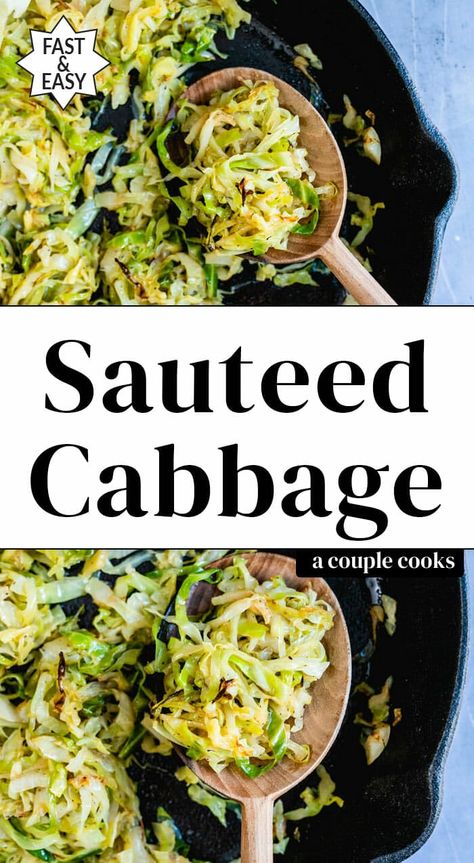 Here's how to make the best sauteed cabbage! Tender and flavored with garlic and lemon, it's the perfect easy side dish to accent any meal. #sauteed #cabbage #sauteedcabbage #cabbagerecipe #sidedish #easysidedish Best Cabbage Recipe, Sautéed Cabbage, Best Fish Recipes, Winter Salad Recipes, Sauteed Cabbage, Vegetarian Cookbook, Vegan Salad Recipes, Best Vegetarian Recipes, Easy Side Dish