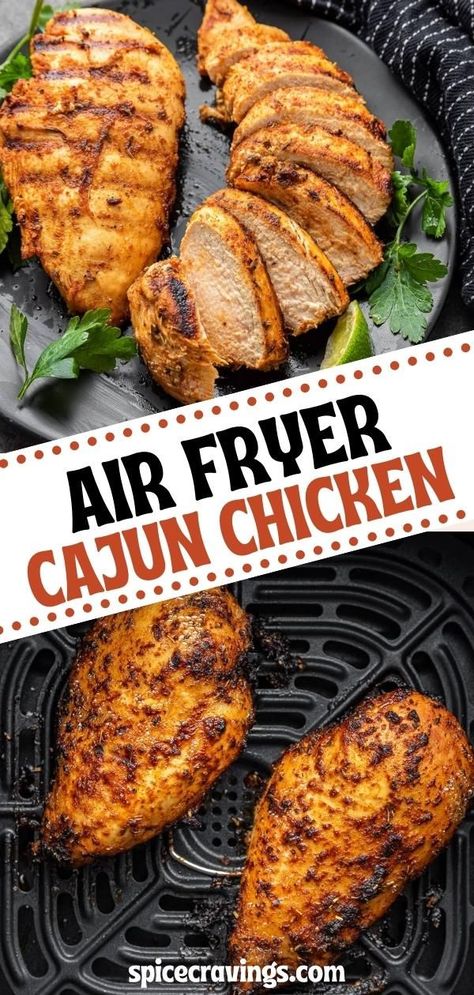 Cajun Chicken Thighs, Spicy Chicken Breast Recipes, Easy Cajun Chicken, Cajun Chicken Breast, Spicy Chicken Breast, Air Fryer Recipes Chicken Breast, Cajun Chicken Recipes, Cajun Cooking, Air Fried Chicken