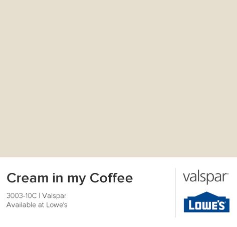 Valspar Cream In My Coffee, Cream Paint Colors, Valspar Paint Colors, Valspar Paint, Dark Paint Colors, Farmhouse Paint Colors, Interior Colors, Florida Room, Farmhouse Paint