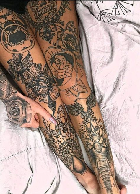 Tato Nama, Covered In Tattoos, Dotwork Tattoo Mandala, Tattoo Fairy, Maching Tattoos, Inspiration Tattoos, Leg Tattoos Women, Leg Sleeve Tattoo, Tattoo Life