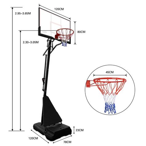 This basketball system is adjustable in height from 2.3 metres to 3.05 metres. Boasting heavy-duty construction with a bigger backboard and a sturdier rim, this basketball system ensures a smooth feel for slam dunks, layups, bank shots, and more. Custom Basketball Hoop, Led Basketball Hoop, In Ground Basketball Hoop, Basketball Court Backyard, Hoops Basketball, Basketball Rim, Mini Basketball Hoop, Basketball Systems, Portable Basketball Hoop