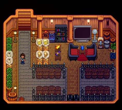 Stardew Farms, Corkboard Ideas, Valley House, Stardew Valley Layout, Stardew Valley Tips, Layout Aesthetic, Stardew Valley Farms, Basement Layout, Corkboard Ideas Decor