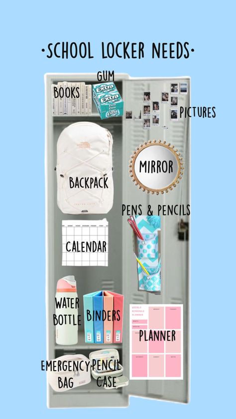 Locker Inspiration, School Locker Organization, High School Essentials, 8th Grade Outfits, Planner Case, Middle School Life, Locker Ideas, Locker Organization, Education Success