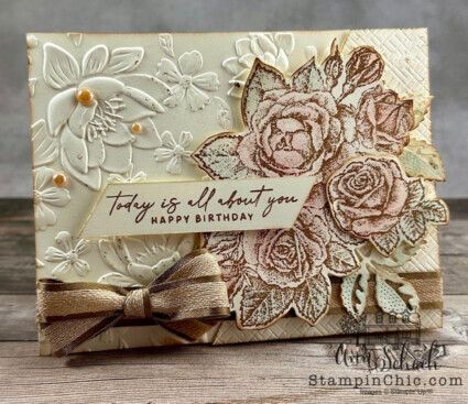 Ann Schach uses the Stippled Roses stamp set to create a vintage-style birthday card reminiscent of old botanical prints. Stampin Up Vintage Cards, Su Stippled Roses, Stampin Up Stippled Rose, Stampin Up Mini Catalog Jan 2024, Floral Card Ideas, Stampin Up Stippled Roses, Stampin Up New Catalog 2023-2024 Cards, Stippled Roses Stampin Up Cards, Stamping Up Cards 2023-2024