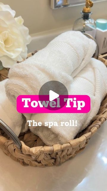 The Shortcut Girl • Tips & Tricks for Home + General Life on Instagram: "Remember a few weeks ago when we elevated the fold of our guest bath  towels? We made them basic but elevated?

Well, now I have learned the spa roll for hand towels. Here is the situation with this though. I am aware that having your guest hand towels in a basket on your counter, isn’t that practical and uses up some valuable real estate. 

But the presentation is lovely…so…

What’s that saying? “Courage is knowing it may hurt, but doing it anyways.”

Just another option to think about. 

#guesttowels #towelart #bathroomtowels #guestbath #handtowels #handtowel #guestbathroom #houseguest #bathroomtips #washroomdecor #washroom #towels #bathroomtowels" Towel Basket Ideas, How To Roll Towels For Display, Fold Hand Towels Like A Spa, Folding Hand Towels Spa, How To Fold A Towel Like A Spa, Bath Towels Display For Rental, Guest Towels Display, Folding Hand Towels Ideas, Folding Towels Hotel Style