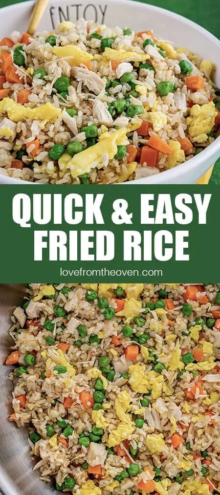 Easy Fried Rice At Home • Love From The Oven Fried Rice In Rice Cooker, Restaurant Fried Rice, Easy Chicken Fried Rice, Oven Baked Rice, Fried Rice At Home, Aroma Rice Cooker, Easy Fried Rice, Chicken Fried Rice Easy, Love From The Oven