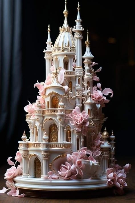 Doll Cake Tutorial, Castle Wedding Cake, Castle Cakes, Elegant Cake Design, Perfect Wedding Cake, Birthday Cake Decorating Ideas, Fantasy Cake, Stunning Cakes, Beautiful Cake Designs