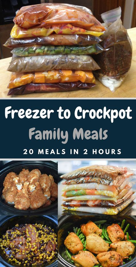 Frozen Crock Pot Meals Healthy, Slow Cooker Recipes Prepare Ahead, Crock Pot Freezer Meals For Two, Crockpot Meals For Freezer, Crockpot Meals For Large Families, Prep Ahead Freezer Crockpot Meals, Freezable Crockpot Recipes, Prep Ahead Slow Cooker Meals, Freezer Ready Meal Prep