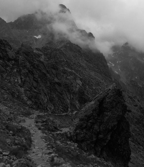 Creepy Mountain Aesthetic, The High Mountain Court Aesthetic, Stormy Mountain Aesthetic, Dark Academia Mountains, Tundra Aesthetic Dark, Mountains At Night Aesthetic, Mountain Cave Aesthetic, Wilderness Aesthetic Dark, Fantasy Mountain Aesthetic