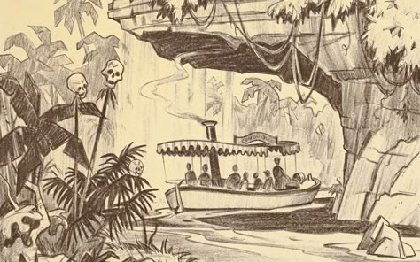 These Vintage Disneyland Photos Will Let You See the Park Through Walt's Eyes Disney Drawing, Walt Disney Imagineering, Disneyland Photos, Jungle Cruise, Disney Imagineering, Disney Concept Art, Parc D'attraction, Disney Designs, Vintage Disneyland